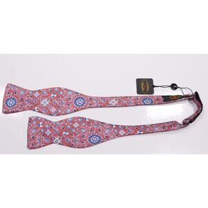 H. Stockton Atlanta Red Blue Floral Silk Adjustable Bow Tie New